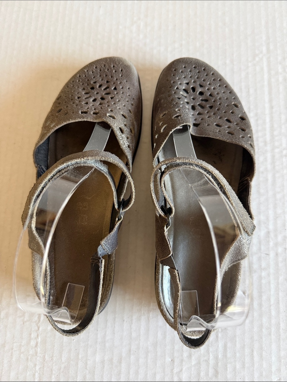 NAOT Arataki Perforated Leather Hook And Loop Slingback Mary Jane Flats - Picture 9 of 10